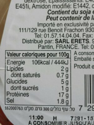 Poitrine de poulet grillée nutrition facts table