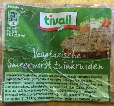Vegetarische smeerworst tuinkruiden 