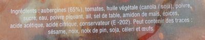 Aubergines à la thaïlandaise ingredients label