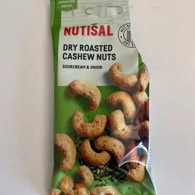 Dry roasted cashew nuts front packaging
