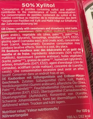 Dentafresh ingredients label