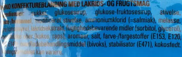 Gott & Blandat Orginal ingredients label