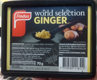 World Selection Ginger front packaging