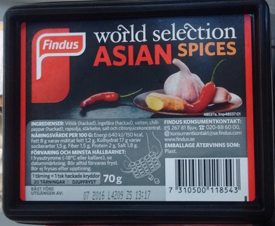 World Selection Asian Spices front packaging