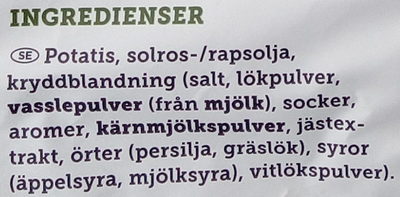 Estrella Höstskörd Gräslök & Gräddfil Limited edition ingredients label