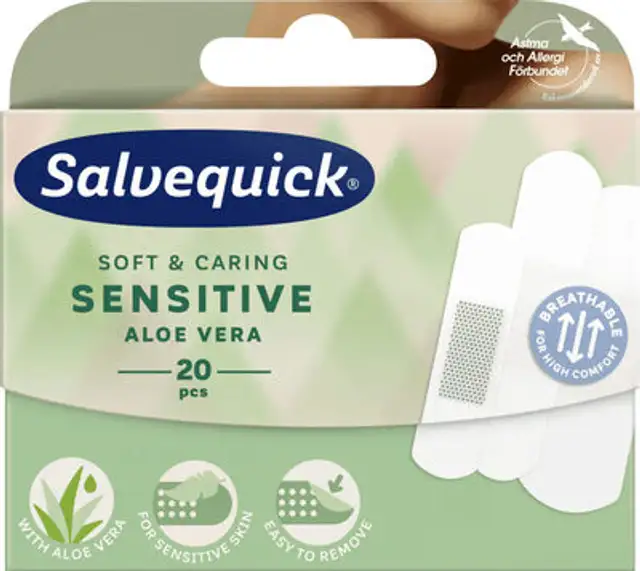 Salvequick Aloe Vera Sensitive 20stk front packaging