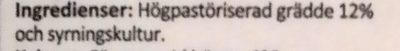 Arla Ko Gräddfil 12% 3 dl ingredients label