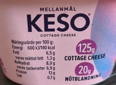 Keso Cottage Cheese nutrition facts table