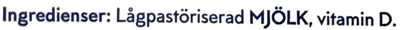 Mjölk 3,0% ingredients label