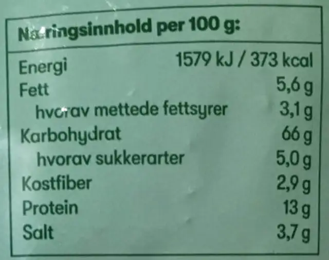 Pasta Formaggio 148g First Price nutrition facts table