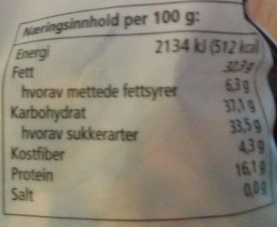 Nøttemix 600g First Price nutrition facts table