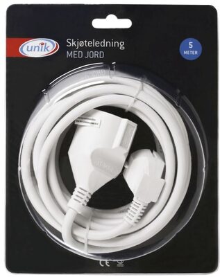 Skjøteledning m/Jord 5m 1stk Unik