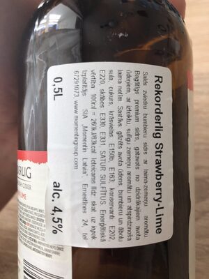 Unknown nutrition facts table