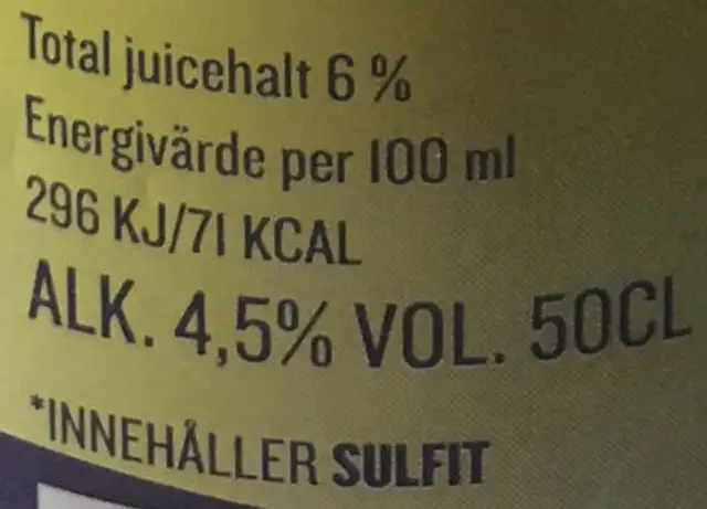 Halmstad Crush Mango Passion 0,5 l nutrition facts table