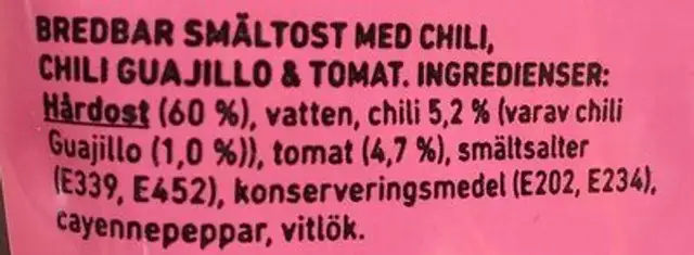 Unknown ingredients label