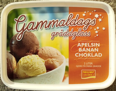Triumf Glass Gammaldags gräddglass, Apelsin, banan, choklad