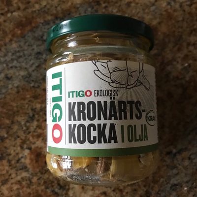 Kronärtskocka i olja, Itigo front packaging