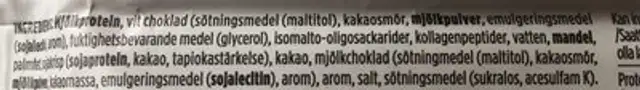 White Chocolate Almond ingredients label
