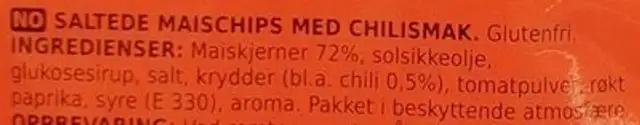 Tortilla Chili Chips ingredients label