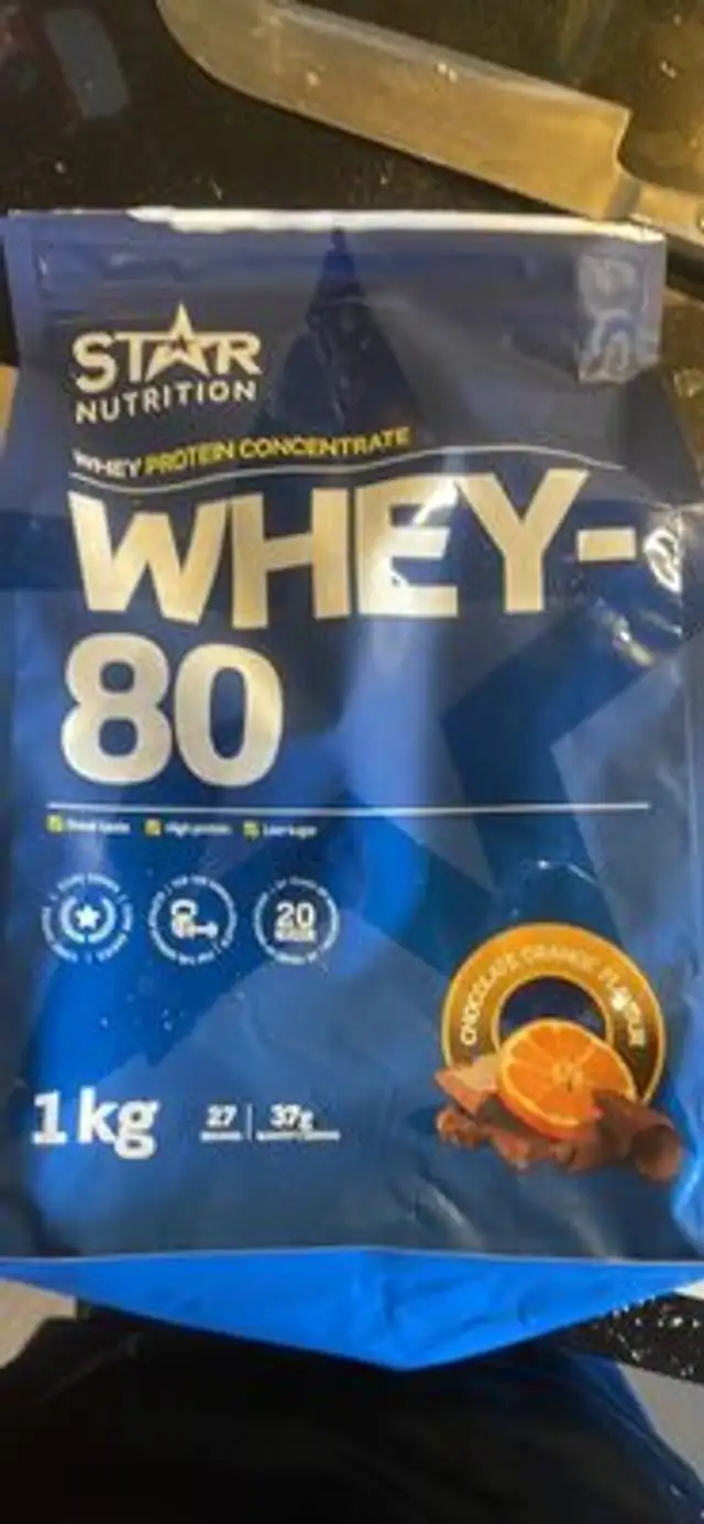 Whey-80 appelsin sjokolade front packaging