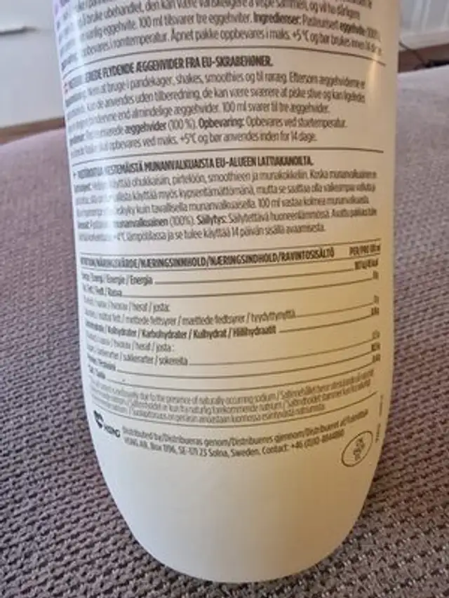 Liquid Egg Whites nutrition facts table