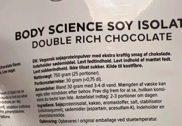Soy Isolate ingredients label