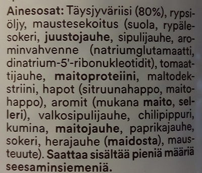 Friggs Nacho & Chili ingredients label