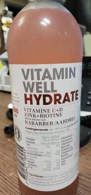 Vitamins C + D Zink + Biotine Rabarber/Aardbei front packaging