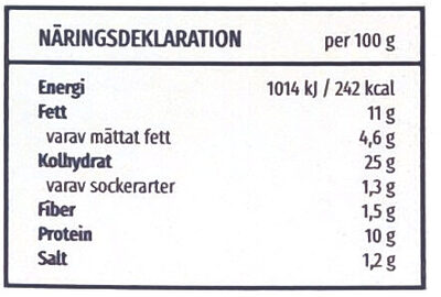 Pizza Pesto nutrition facts table