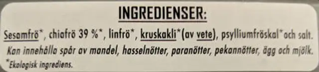 Ekologiskt Chia Knäckebröd ingredients label