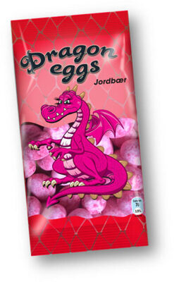 Dragon Eggs Jordbær 40g front packaging