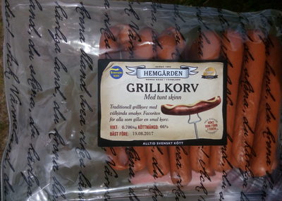 Grillkorv Med tunt skinn Hemgården front packaging