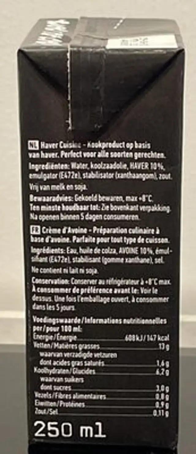 Haver Cuisine (kookroom) nutrition facts table