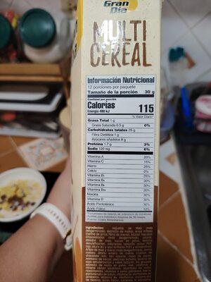 Multi Cereal Chocolate nutrition facts table