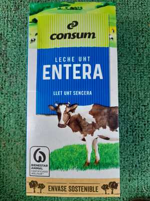 Leche entera UHT front packaging