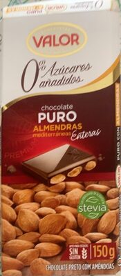 O% Azucares Anadidos Chocolate puro almendras mediterraneas front packaging