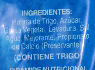 panificadora La Popular� Pan Molde ingredients label