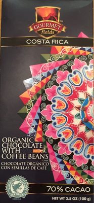 Organic chocolate with coffee beans 70%