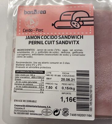 Jamon cocido sandwich