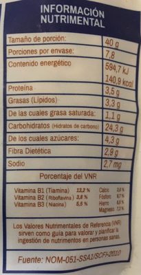 NATURAL COMPANY GRANOLA nutrition facts table