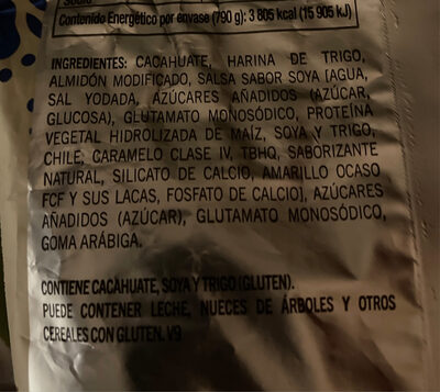 Cacahuete tipo japones ingredients label