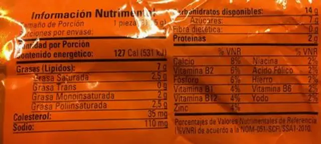 Mantecadas sabor vainilla nutrition facts table