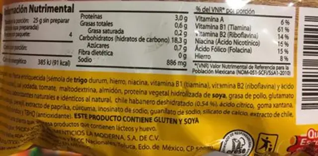 sopa de coditos abanero ingredients label