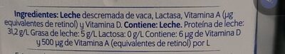 leche Lala deslactosada light ingredients label