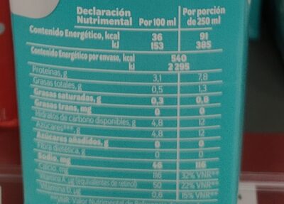 leche Lala deslactosada light nutrition facts table