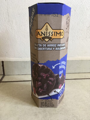 Galleta de arroz inflado con cobertura y arándano