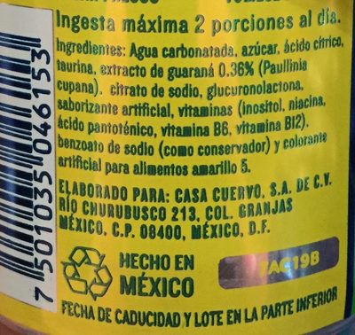 B:oost active energy sabor mango-maracuya ingredients label