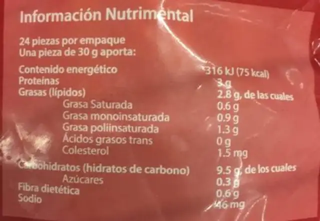 Flautas de Res nutrition facts table