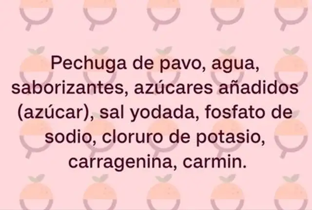 Pechuga de Pavo receta tradicional ingredients label