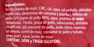 Flautas de pollo ingredients label